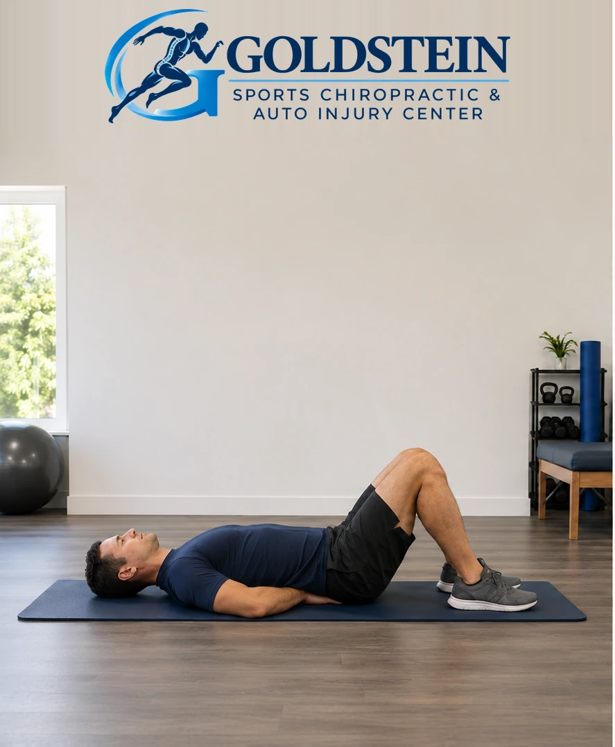 Start position. Temporary AI demonstration of Back Smash · Pelvic-Tilt Feedback; anonymous model, not Dr. Goldstein or a patient.