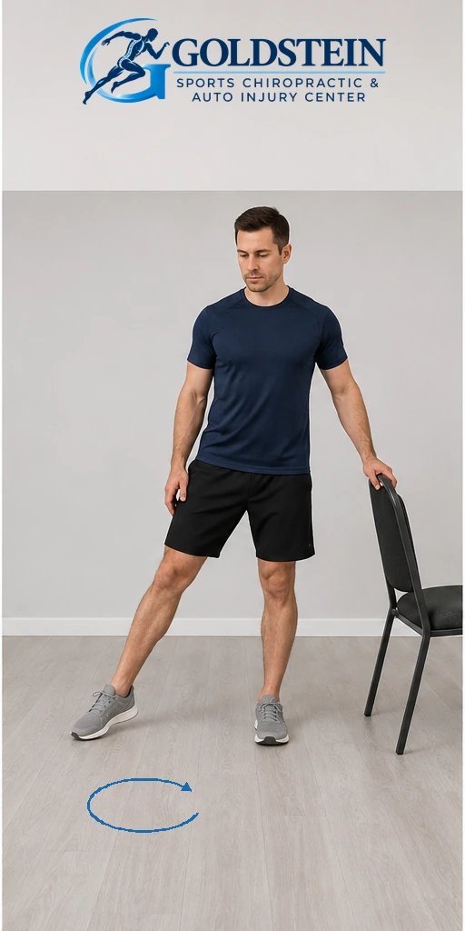 Small circles. Temporary AI demonstration of Hip Circles; not Dr. Goldstein or a patient.
