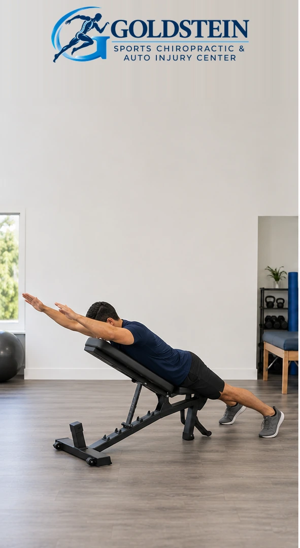 Y position. Temporary AI demonstration of Prone Y, T and I; anonymous model, not Dr. Goldstein or a patient.