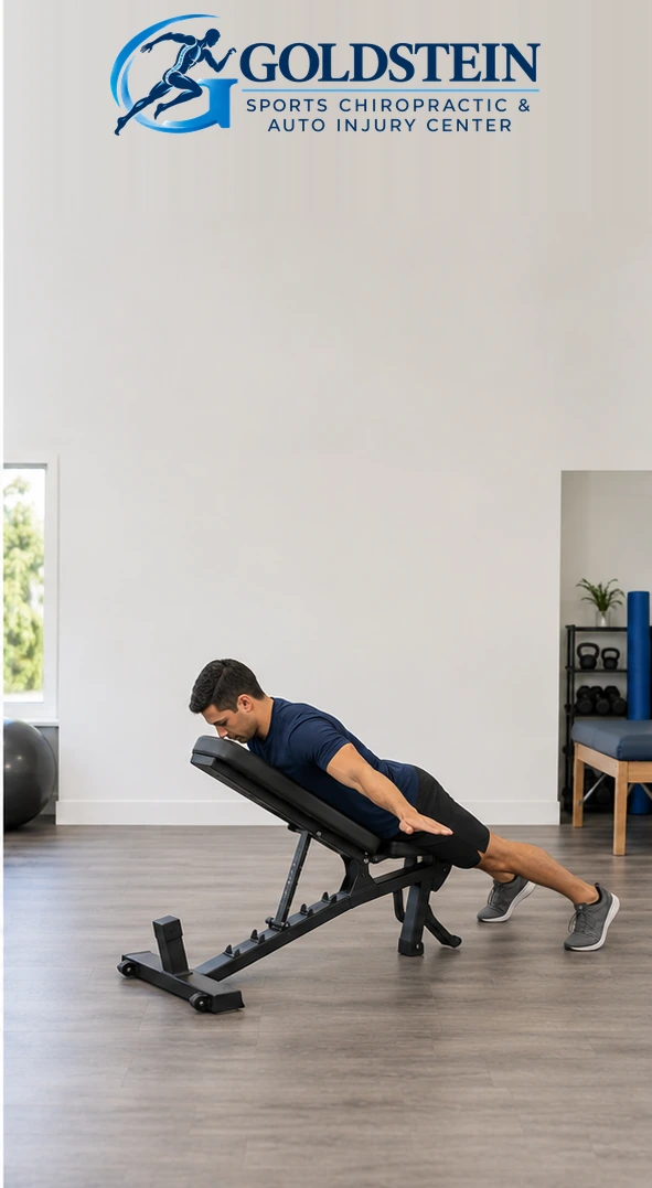 I position. Temporary AI demonstration of Prone Y, T and I; anonymous model, not Dr. Goldstein or a patient.