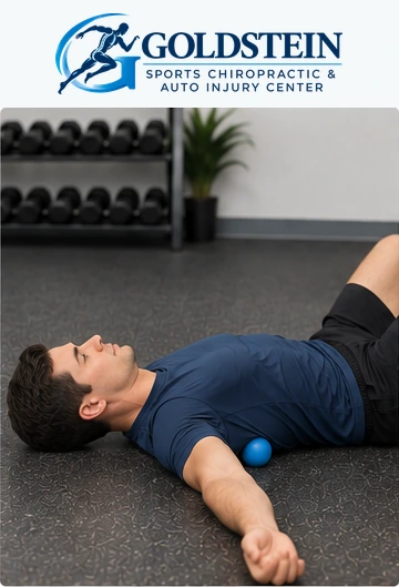 Demonstration 1. Temporary AI demonstration of Lacrosse Ball Scapular Mobilization; anonymous model, not Dr. Goldstein or a patient.