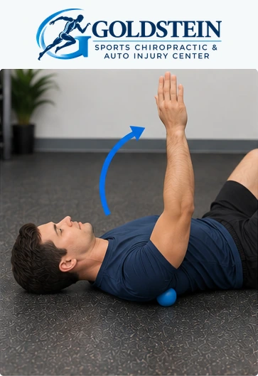 Demonstration 2. Temporary AI demonstration of Lacrosse Ball Scapular Mobilization; anonymous model, not Dr. Goldstein or a patient.