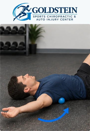 Demonstration 3. Temporary AI demonstration of Lacrosse Ball Scapular Mobilization; anonymous model, not Dr. Goldstein or a patient.