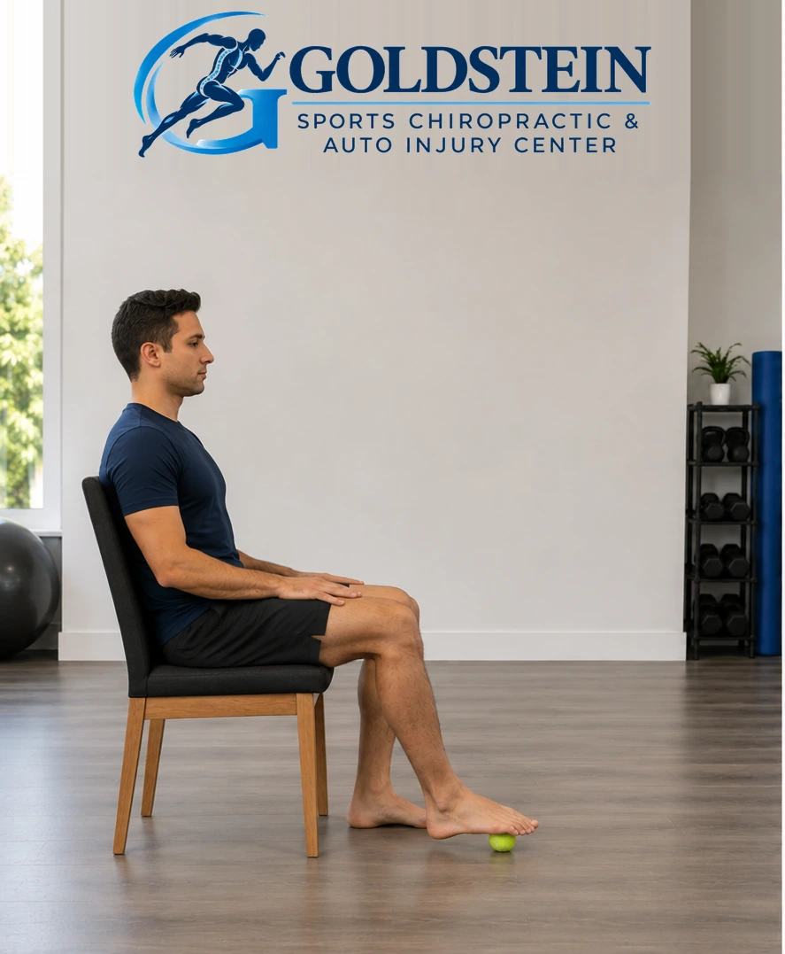 Start position. Temporary AI demonstration of Tennis Ball Roll; not Dr. Goldstein or an actual patient.